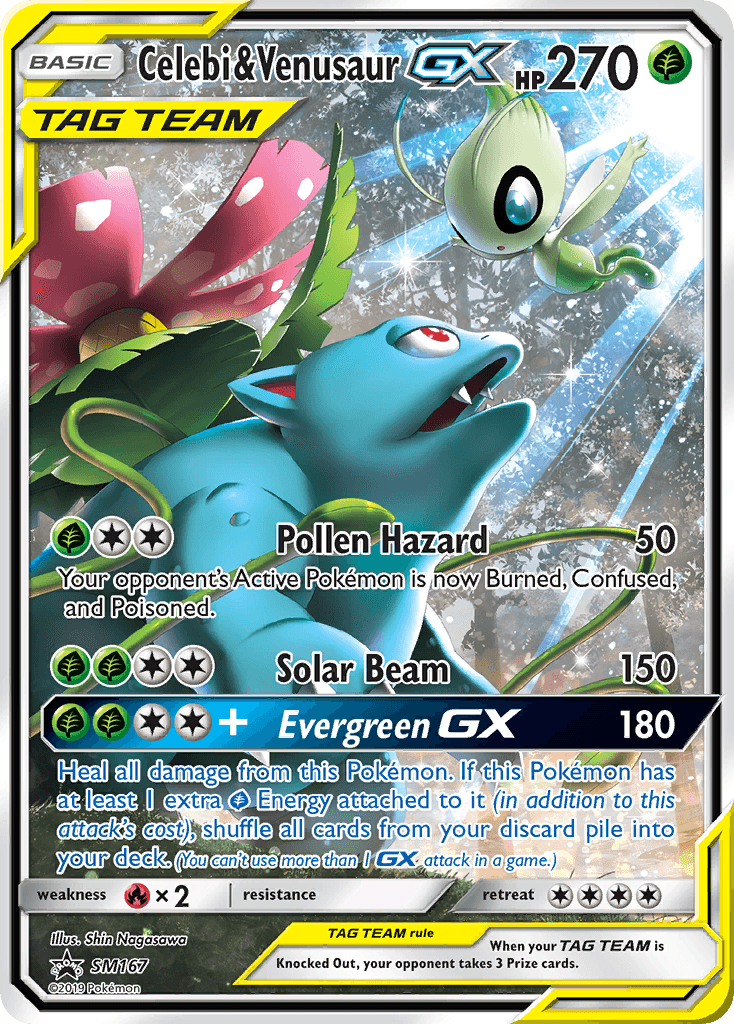 Celebi & Venusaur GX, carta SM167 de SM Black Star Promos
