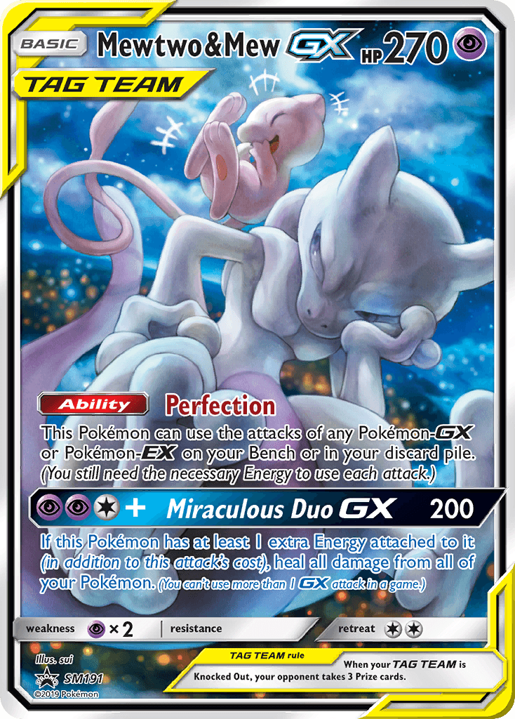 Mewtwo & Mew GX, carta SM191 de SM Black Star Promos