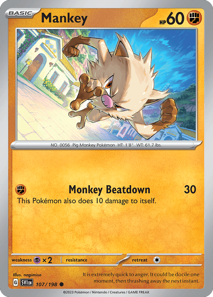 Mankey, carta 107 de Scarlet & Violet