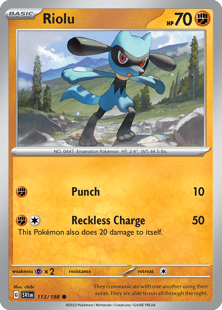 Riolu, carta 113 de Scarlet & Violet