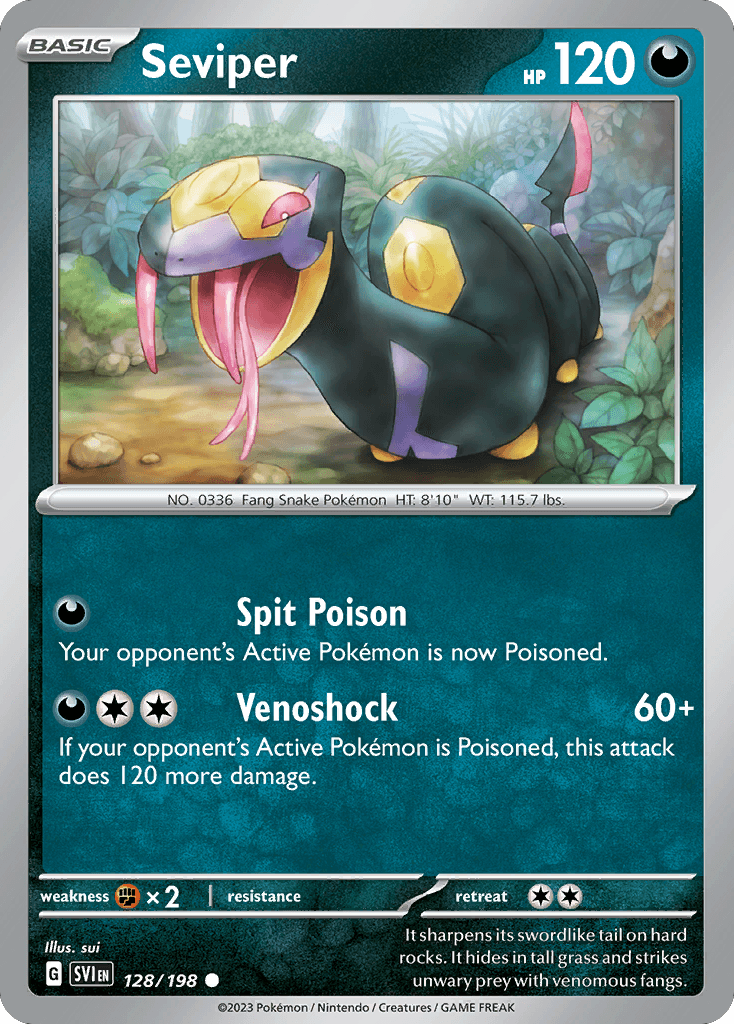 Seviper, carta 128 de Scarlet & Violet
