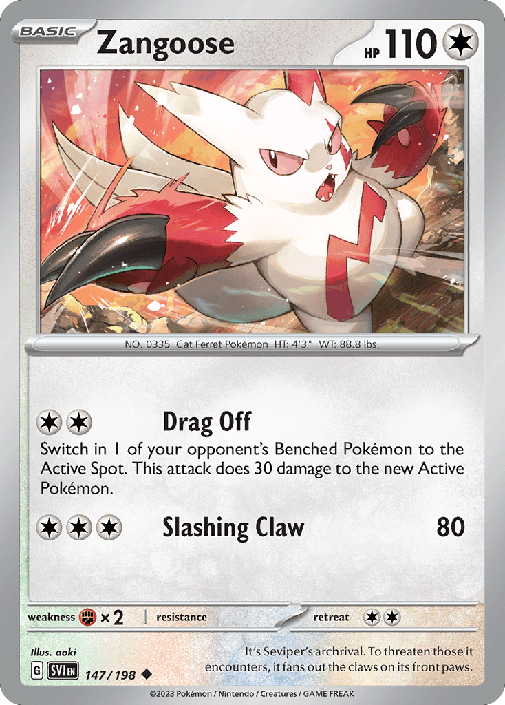Zangoose, carta 147 de Scarlet & Violet