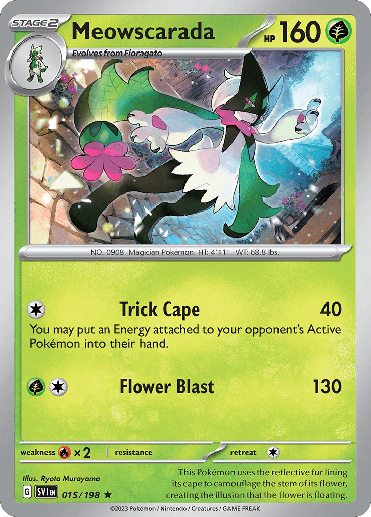 Meowscarada, carta 015 de Scarlet & Violet