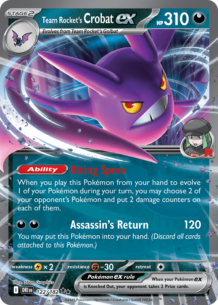 Team Rocket's Crobat ex, carta 122 de Destined Rivals