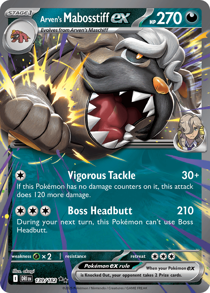 Arven's Mabosstiff ex, carta 139 de Destined Rivals