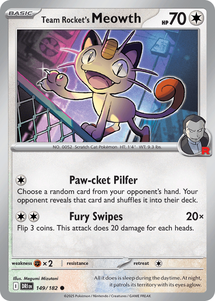 Team Rocket's Meowth, carta 149 de Destined Rivals