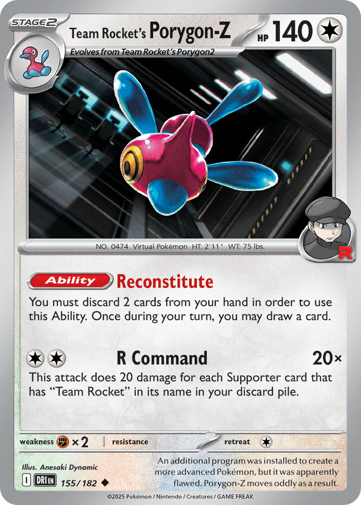 Team Rocket's Porygon-Z, carta 155 de Destined Rivals