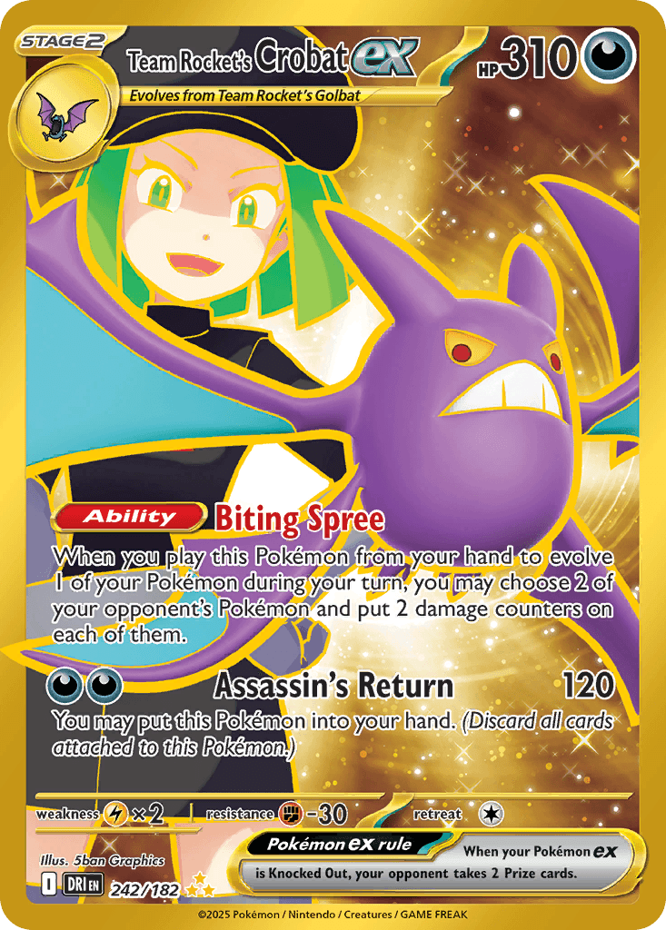 Team Rocket's Crobat ex, carta 242 de Destined Rivals
