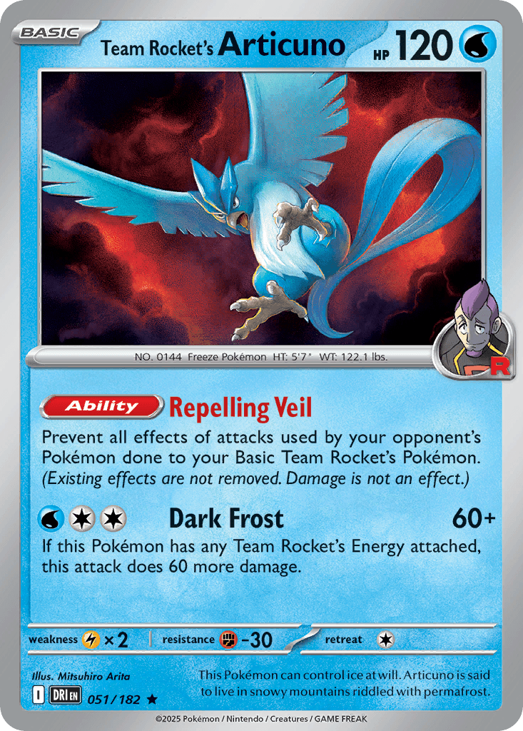Team Rocket's Articuno, carta 051 de Destined Rivals