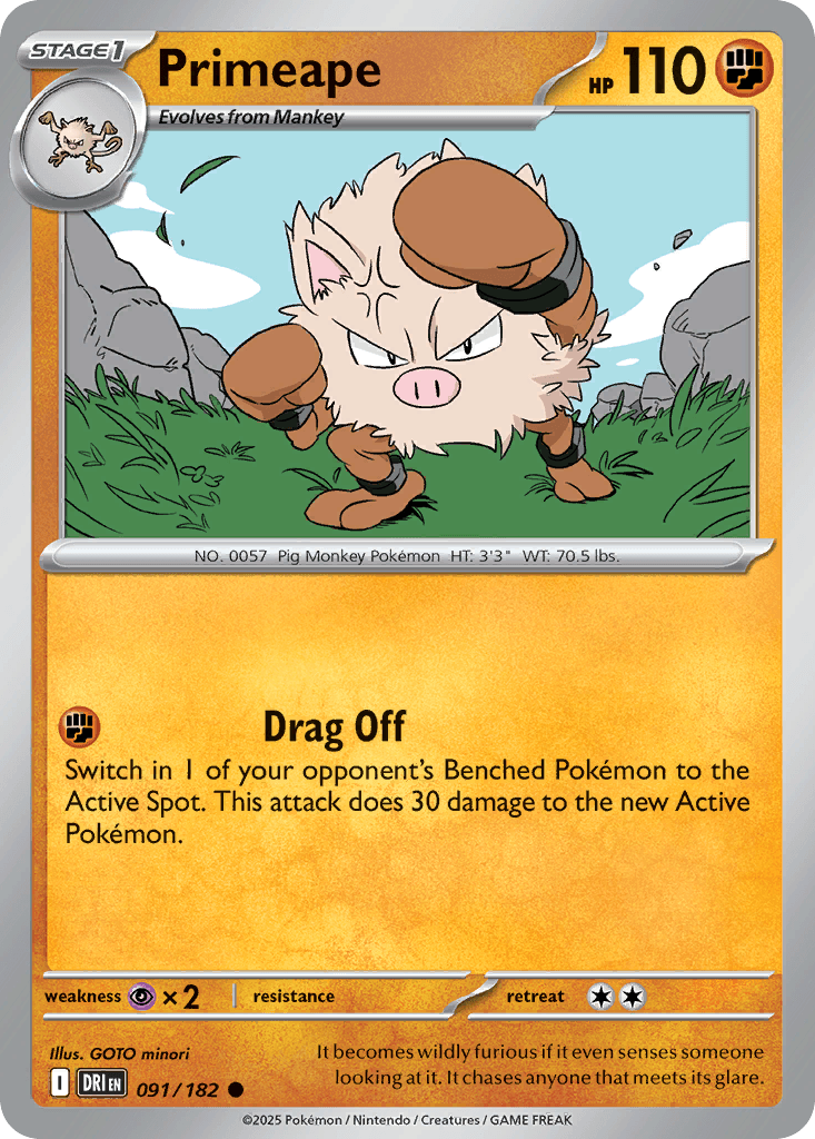 Primeape, carta 091 de Destined Rivals