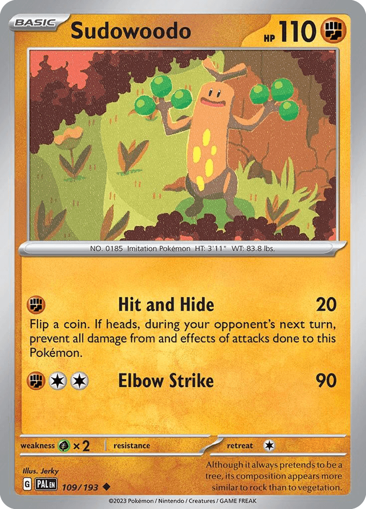 Sudowoodo, carta 109 de Paldea Evolved