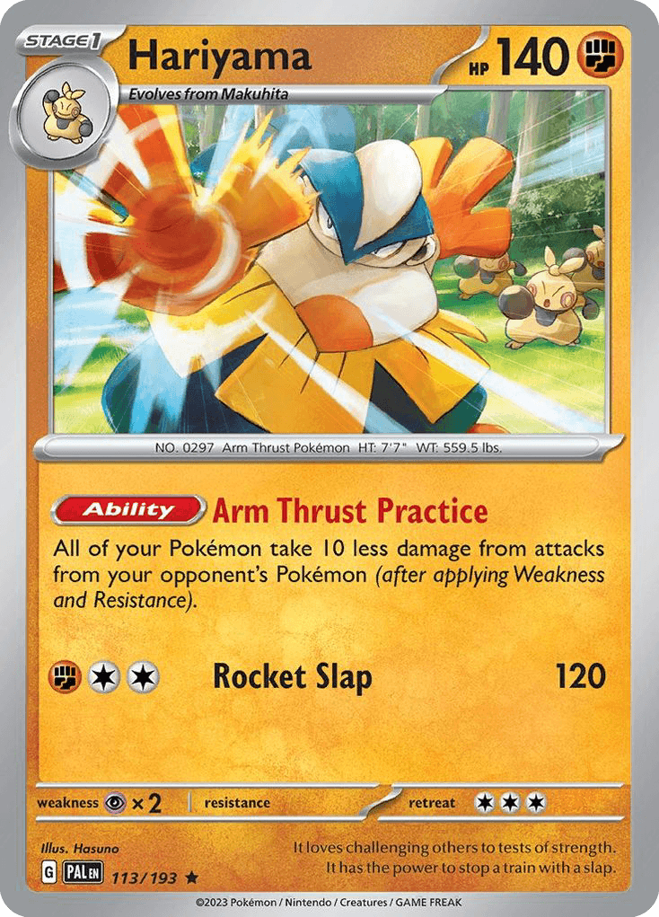 Hariyama, carta 113 de Paldea Evolved
