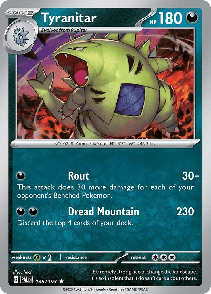 Tyranitar, carta 135 de Paldea Evolved