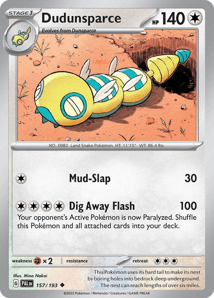 Dudunsparce, carta 157 de Paldea Evolved