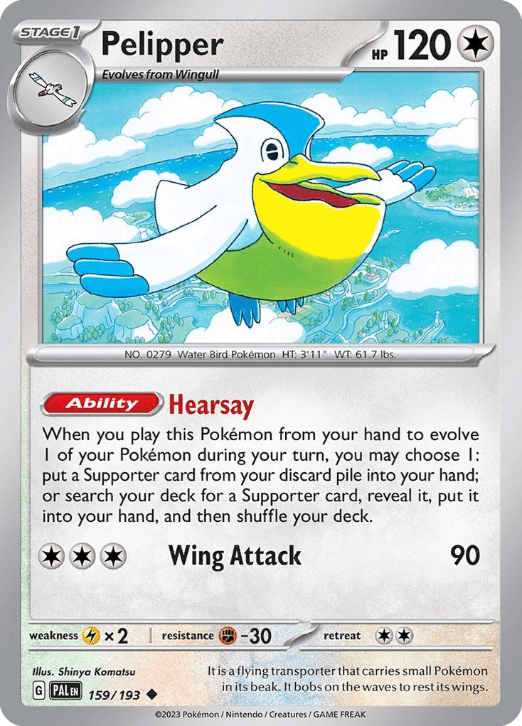 Pelipper, carta 159 de Paldea Evolved