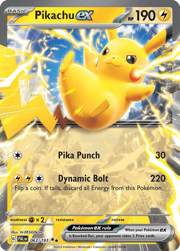 Pikachu ex, carta 063 de Paldea Evolved