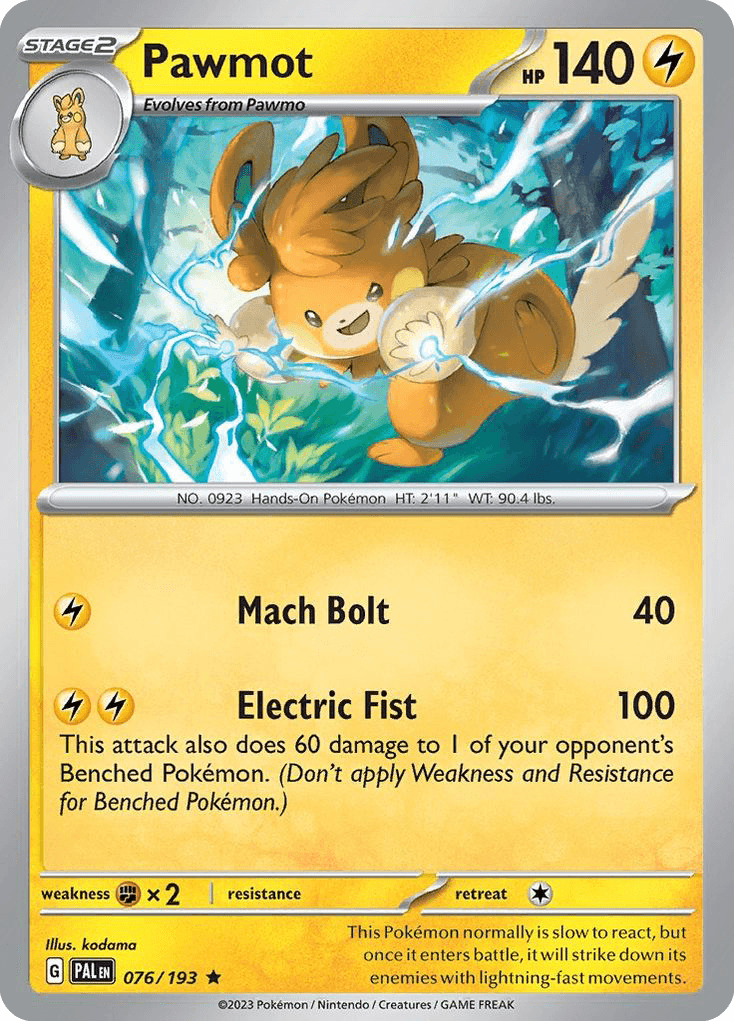 Pawmot, carta 076 de Paldea Evolved