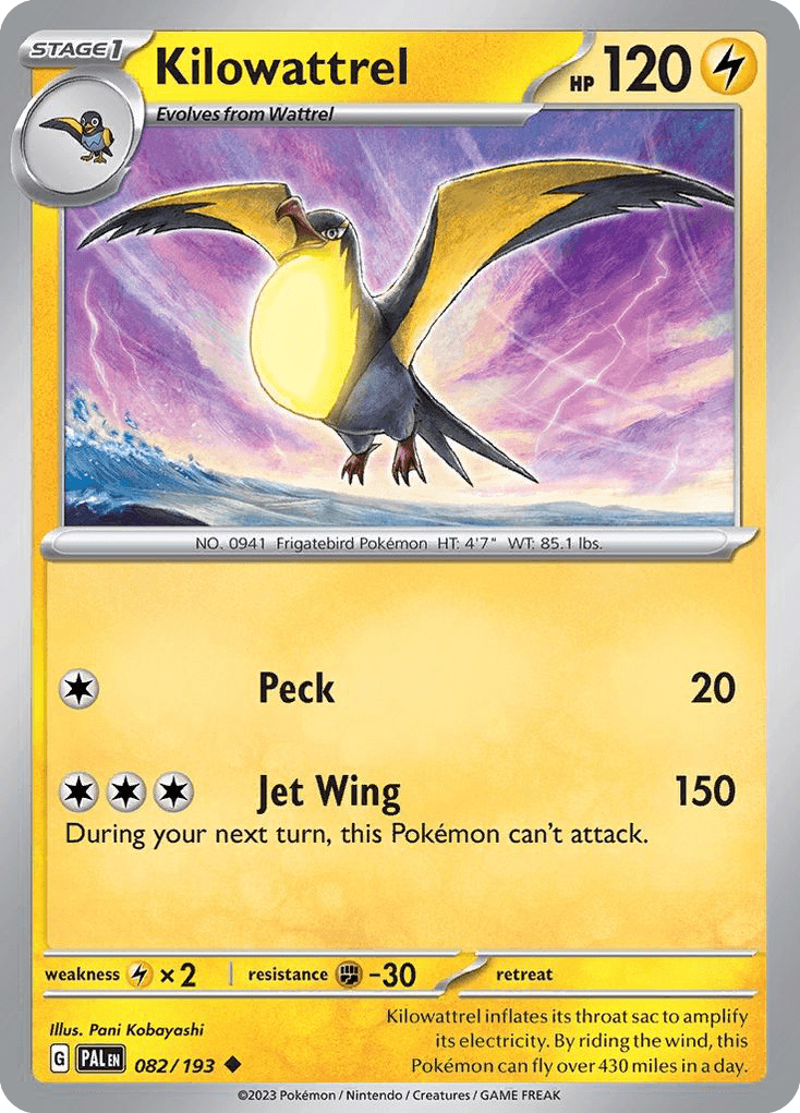 Kilowattrel, carta 082 de Paldea Evolved
