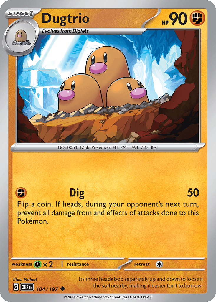Dugtrio, carta 104 de Obsidian Flames