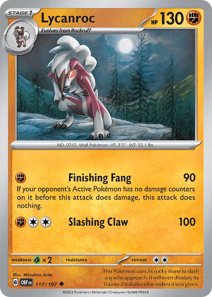 Lycanroc, carta 117 de Obsidian Flames