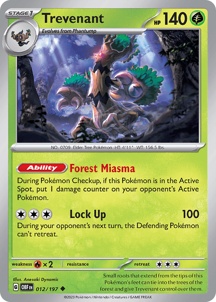 Trevenant, carta 012 de Obsidian Flames
