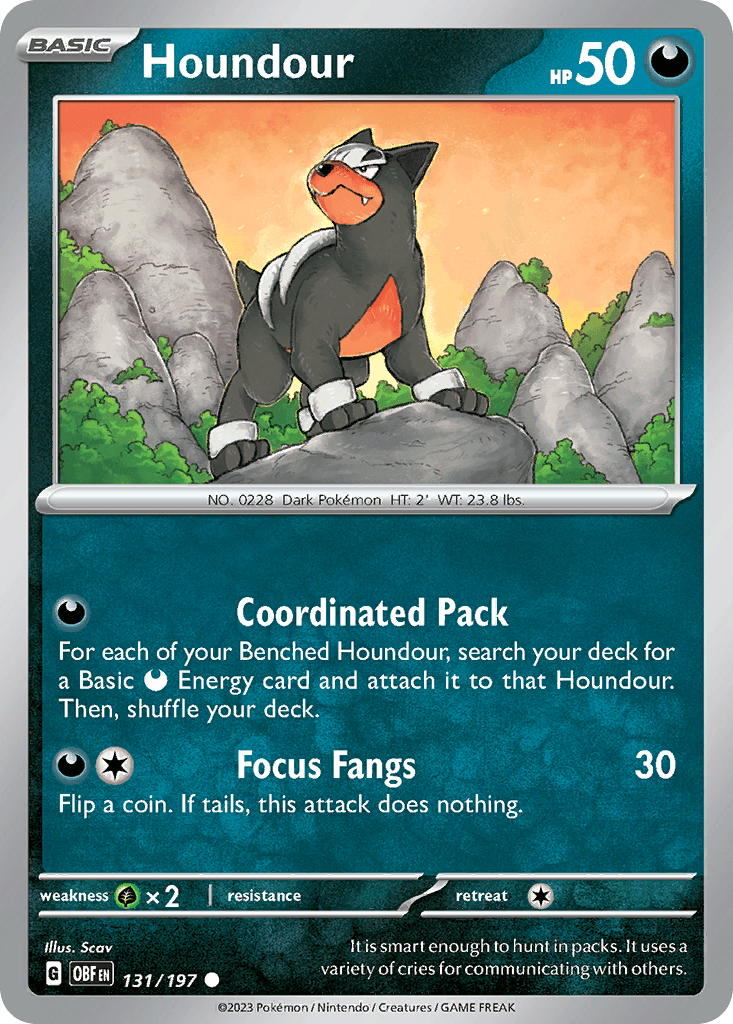 Houndour, carta 131 de Obsidian Flames