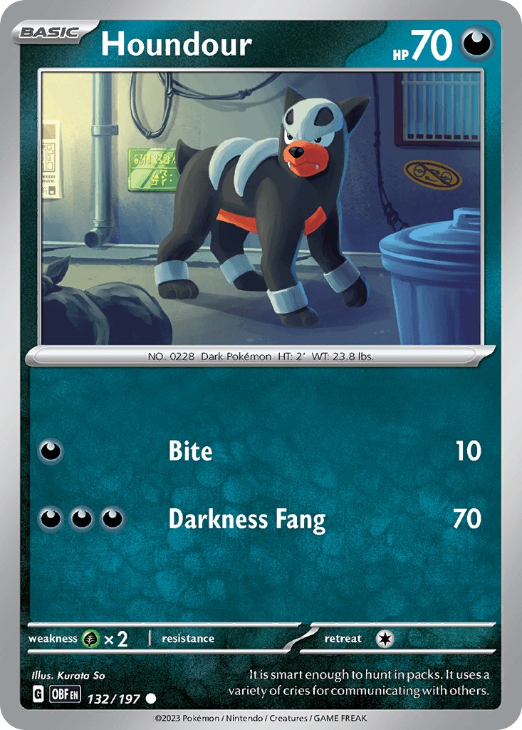 Houndour, carta 132 de Obsidian Flames