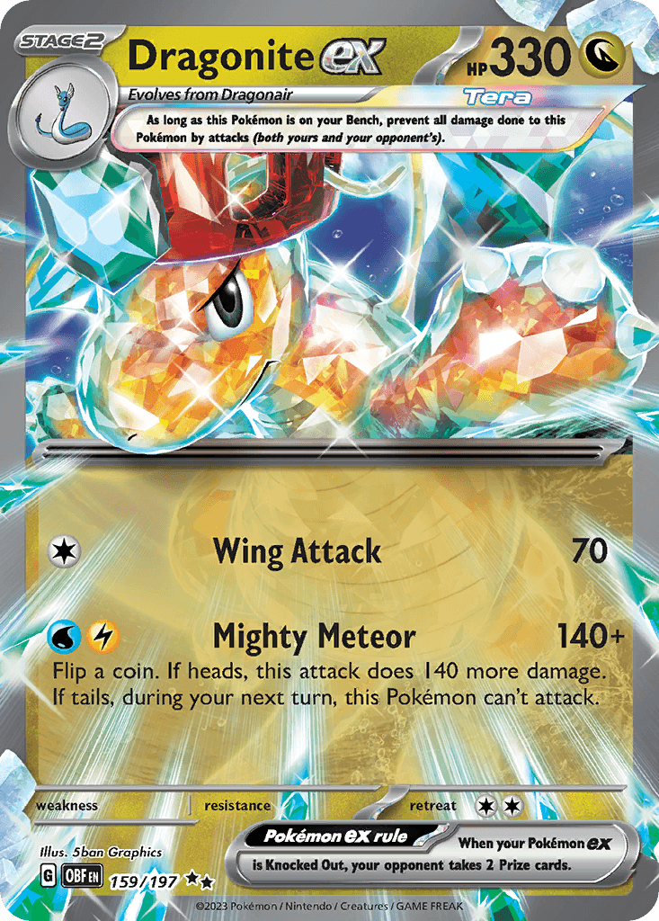 Dragonite ex, carta 159 de Obsidian Flames