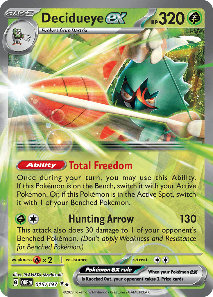Decidueye ex, carta 015 de Obsidian Flames