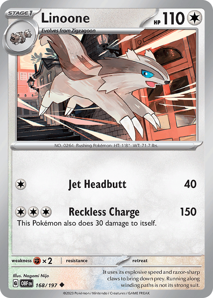Linoone, carta 168 de Obsidian Flames