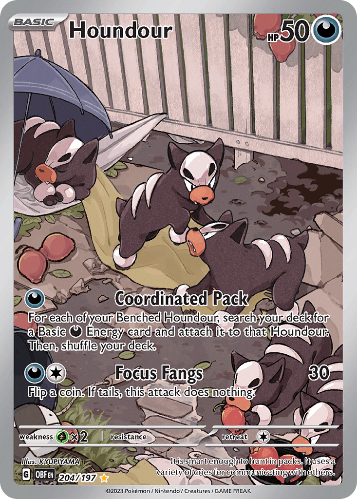 Houndour, carta 204 de Obsidian Flames