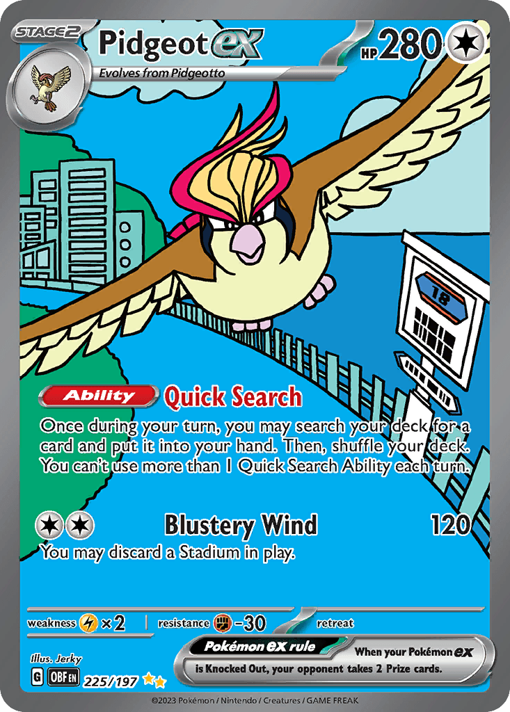 Pidgeot ex, carta 225 de Obsidian Flames