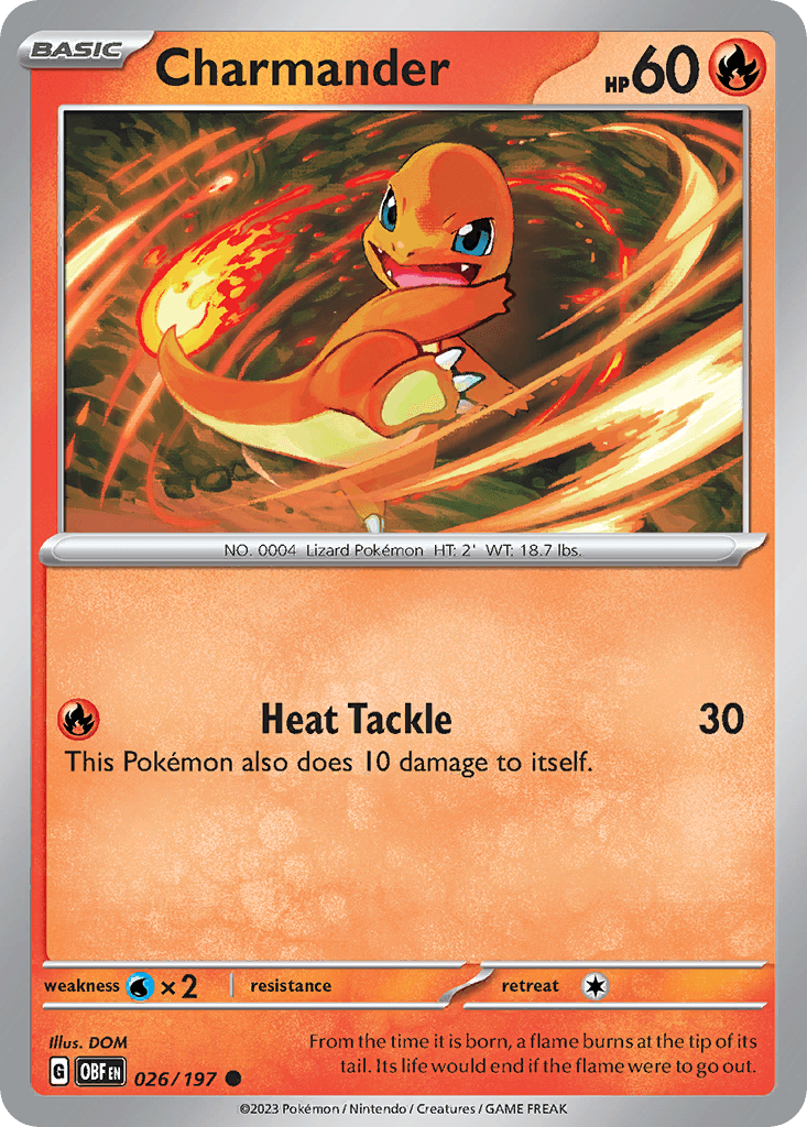 Charmander, carta 026 de Obsidian Flames