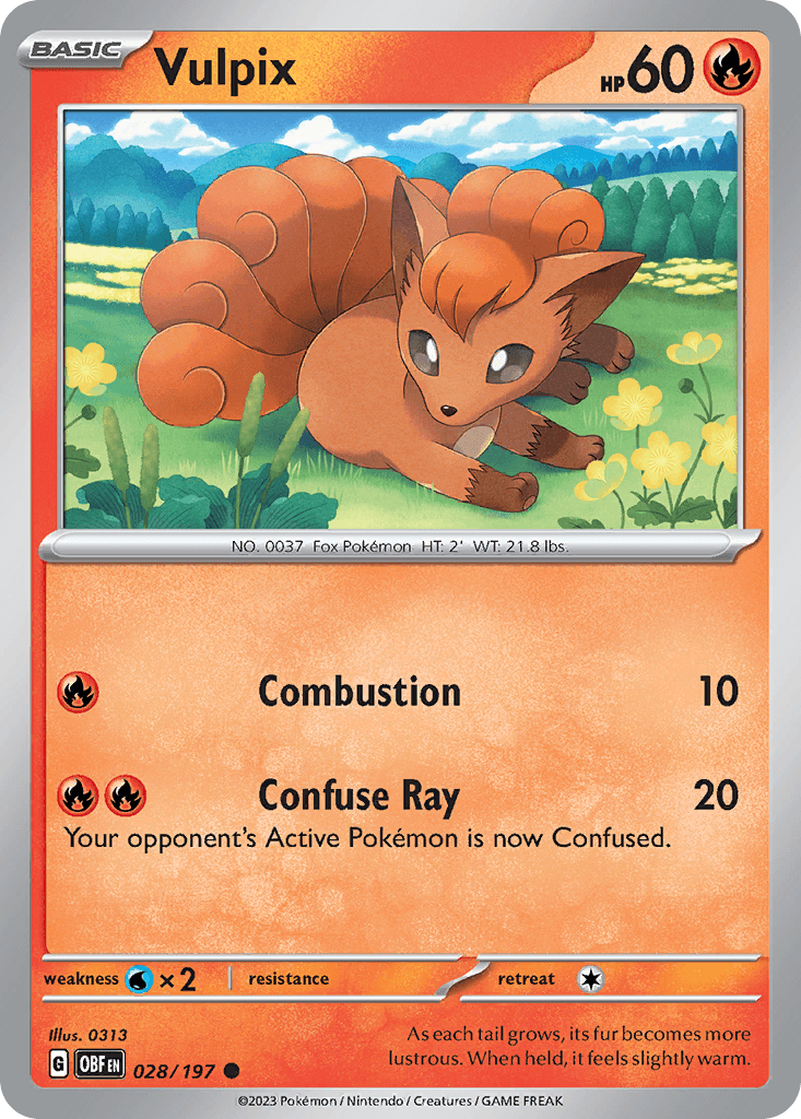 Vulpix, carta 028 de Obsidian Flames