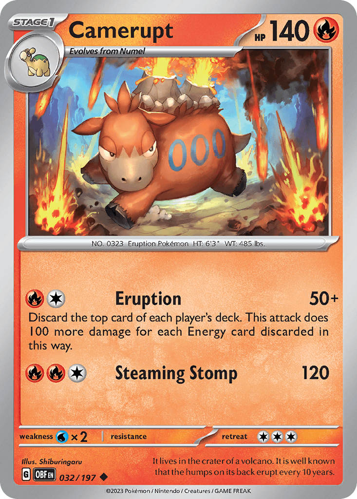 Camerupt, carta 032 de Obsidian Flames