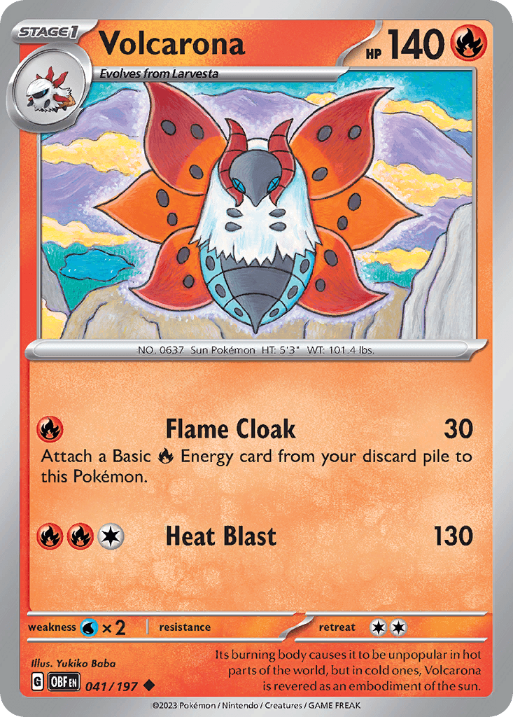 Volcarona, carta 041 de Obsidian Flames