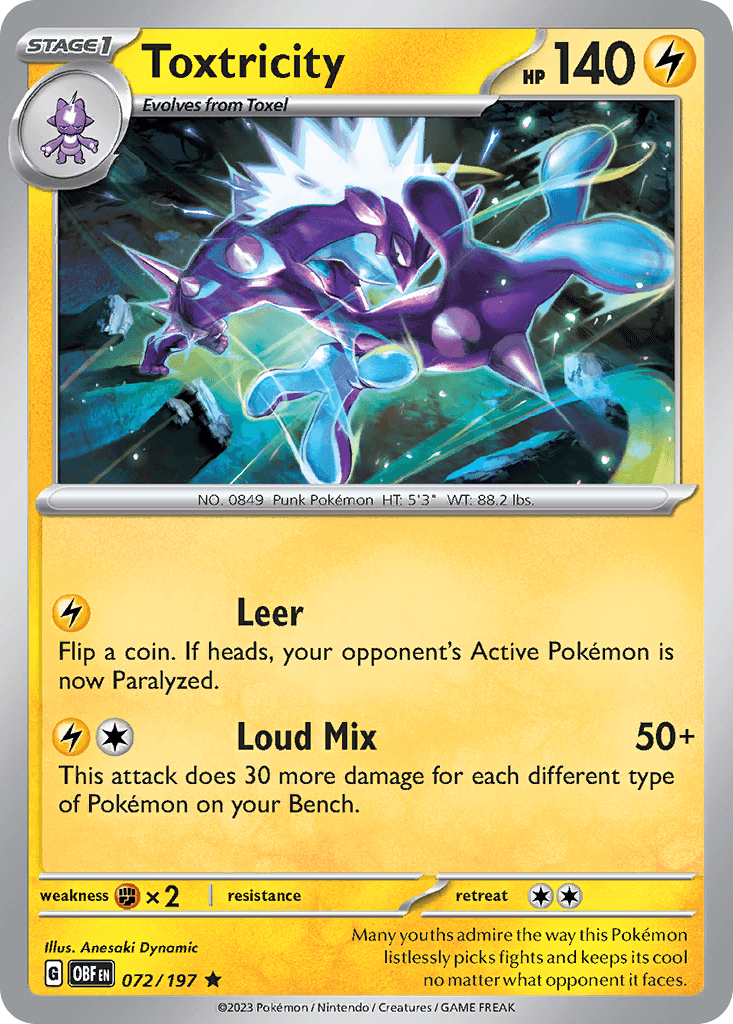 Toxtricity, carta 072 de Obsidian Flames