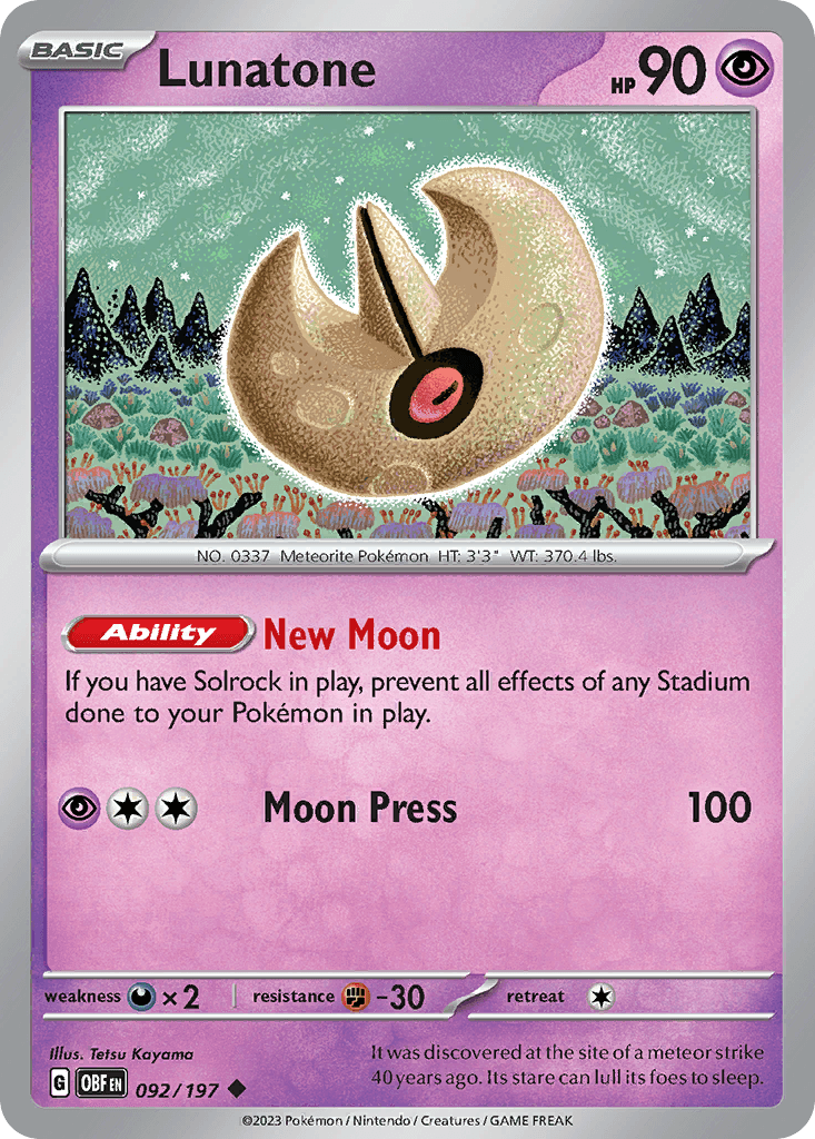 Lunatone, carta 092 de Obsidian Flames