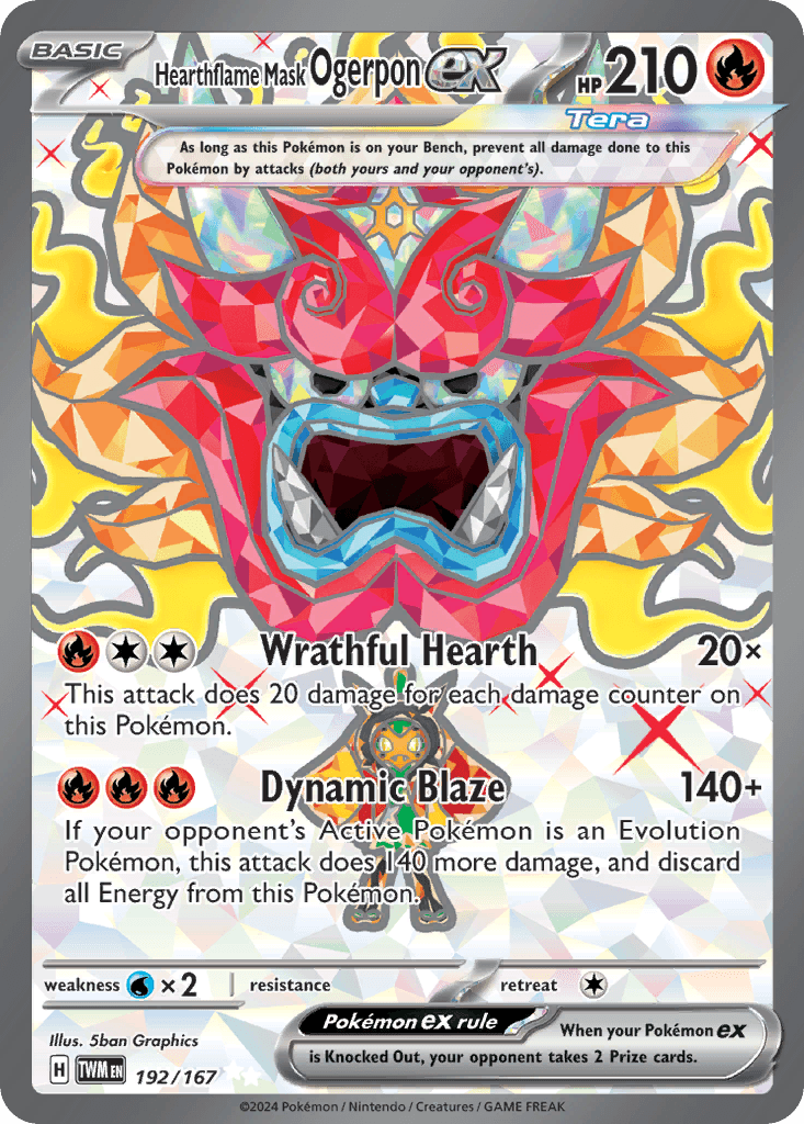 Hearthflame Mask Ogerpon ex, carta 192 de Twilight Masquerade
