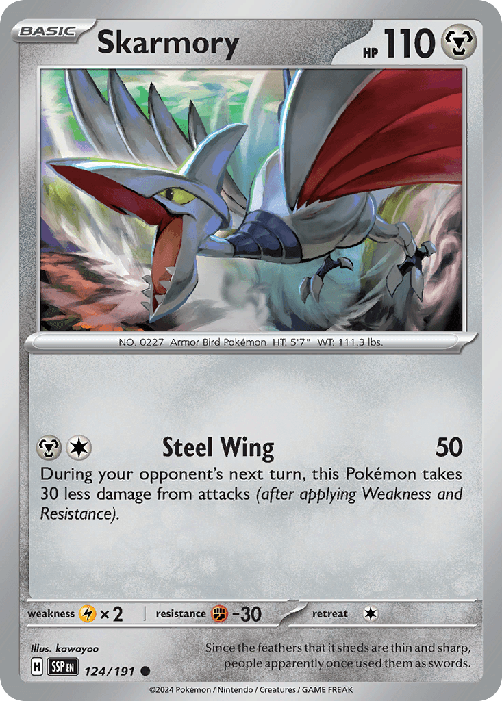 Skarmory, carta 124 de Surging Sparks