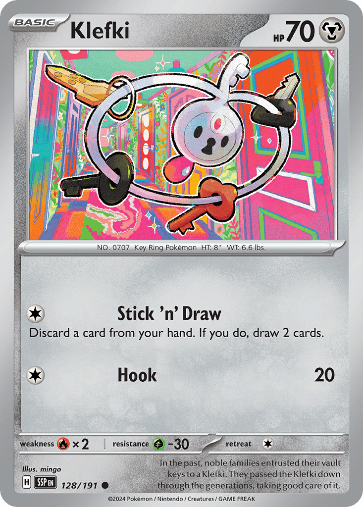 Klefki, carta 128 de Surging Sparks