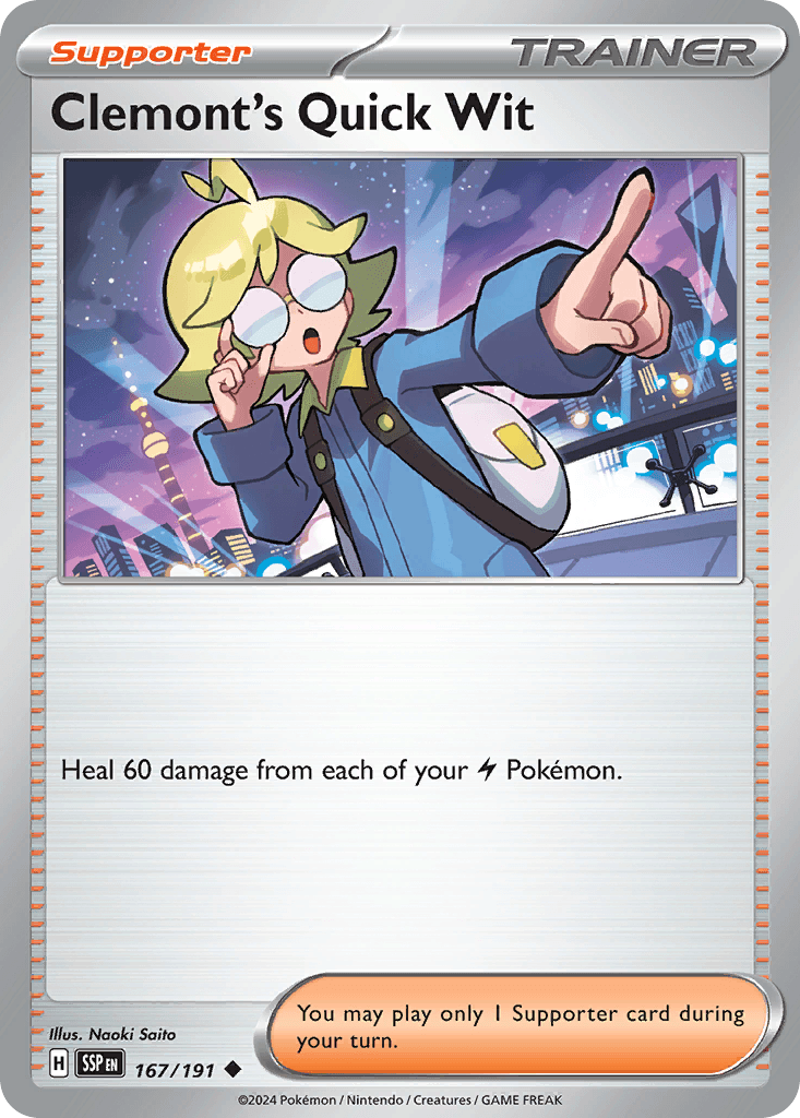 Clemont's Quick Wit, carta 167 de Surging Sparks