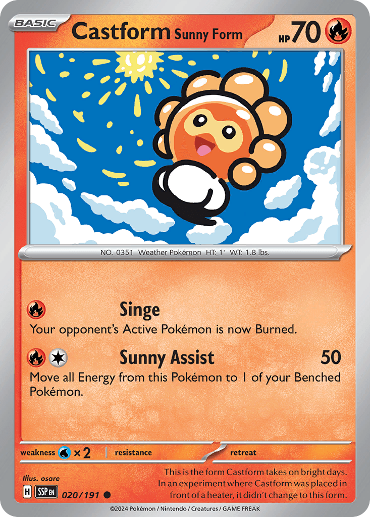 Castform Sunny Form, carta 020 de Surging Sparks