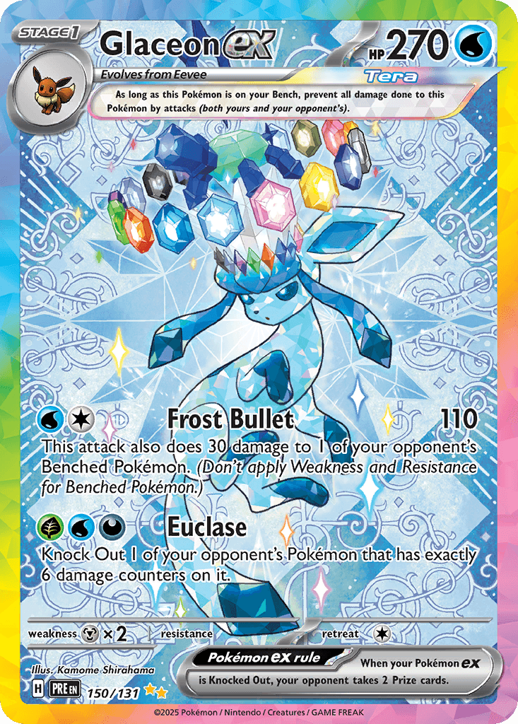 Glaceon ex, carta 150 de Prismatic Evolutions