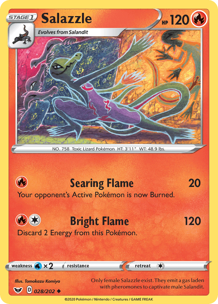Salazzle, carta 28 de Sword & Shield