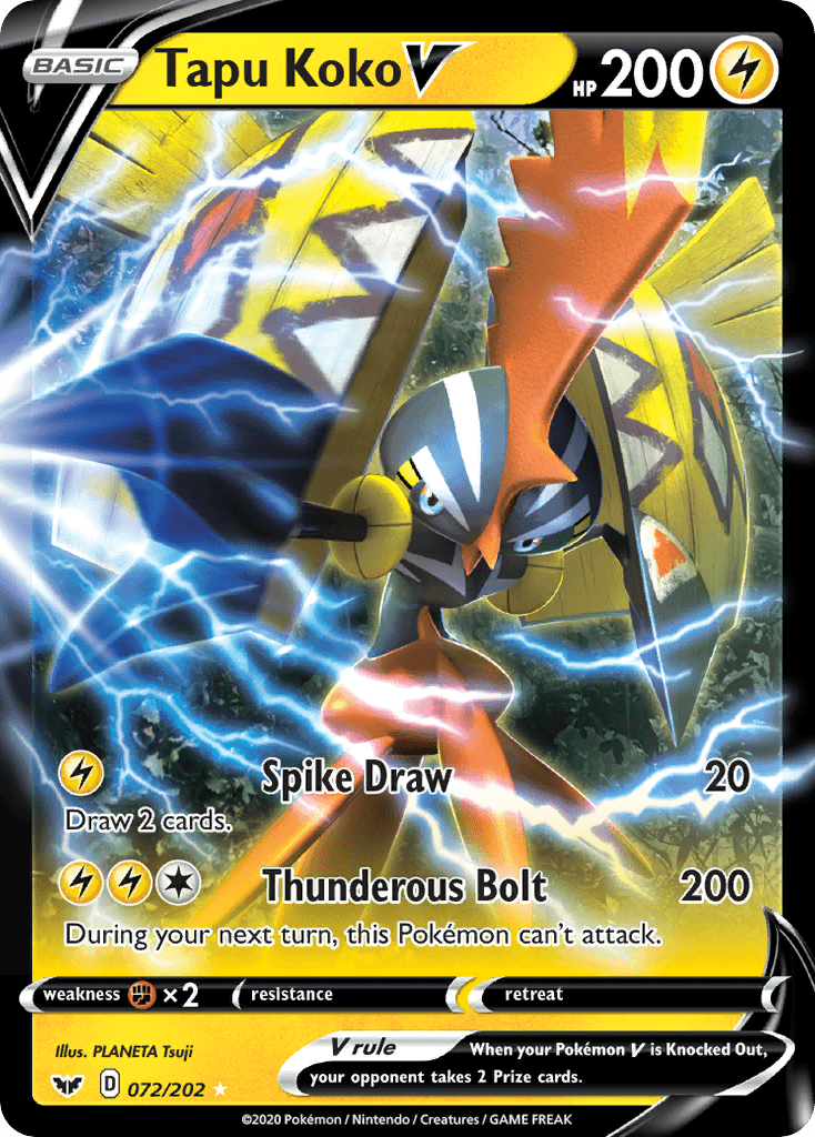 Tapu Koko V, carta 72 de Sword & Shield