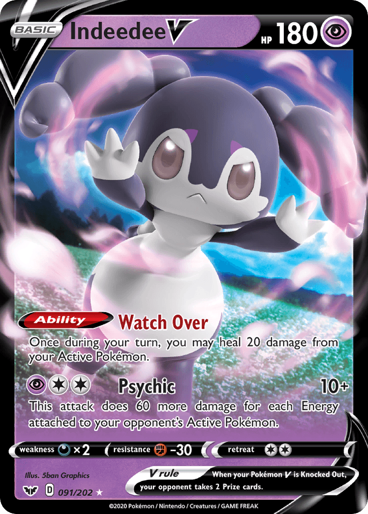 Indeedee V, carta 91 de Sword & Shield