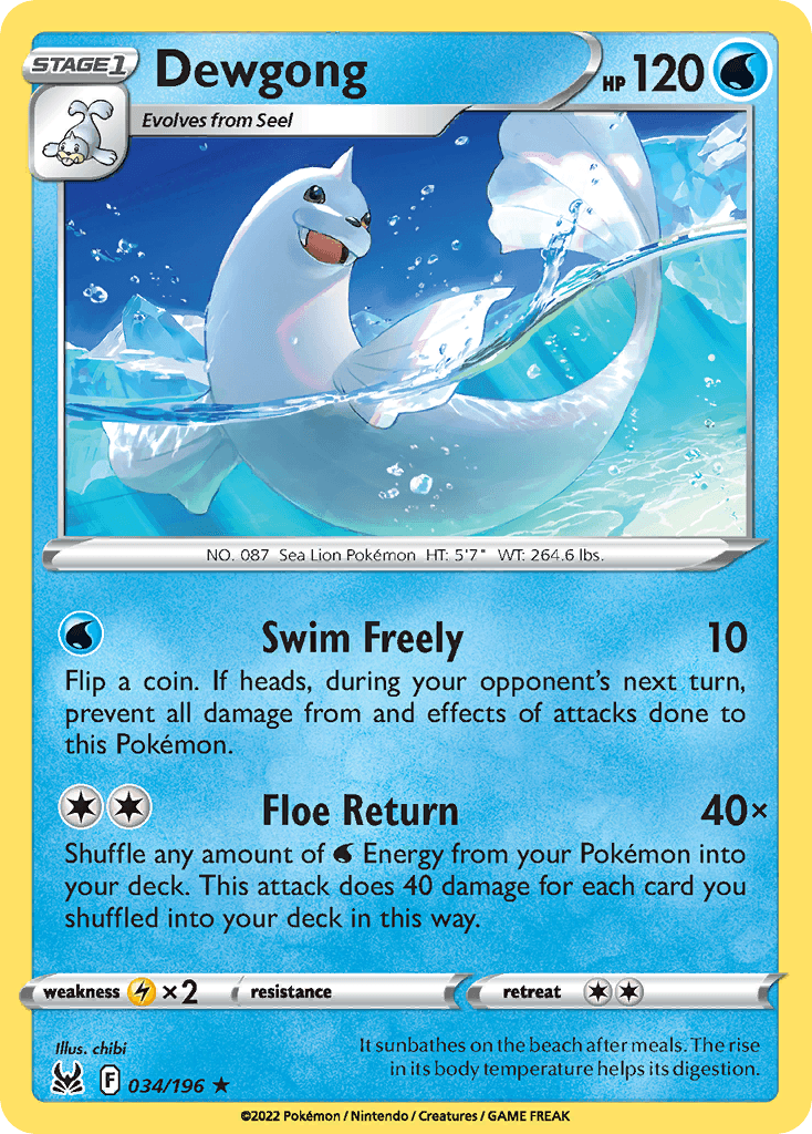 Dewgong, carta 034 de Lost Origin