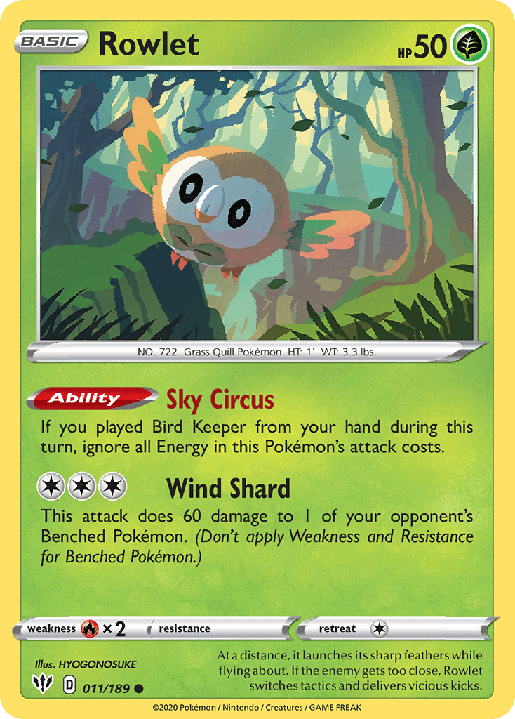 Rowlet, carta 11 de Darkness Ablaze