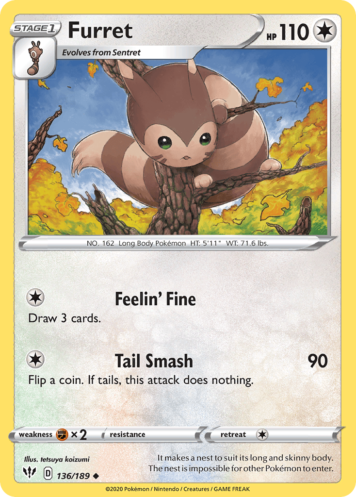Furret, carta 136 de Darkness Ablaze